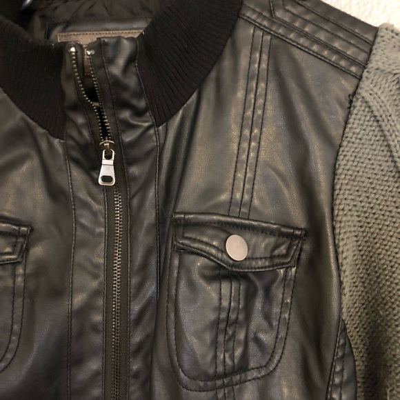 Faux leather jacket with knitted sleeves🌹 - Picture 2 of 2